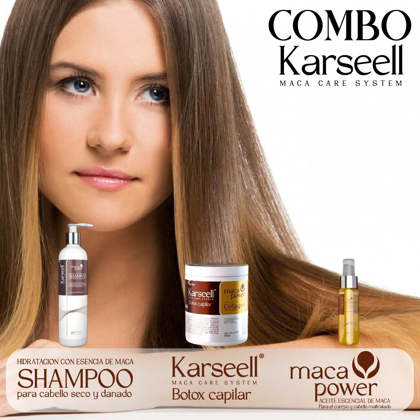 Combo Karseell - Botox + Shampoo + Aceite de Maca