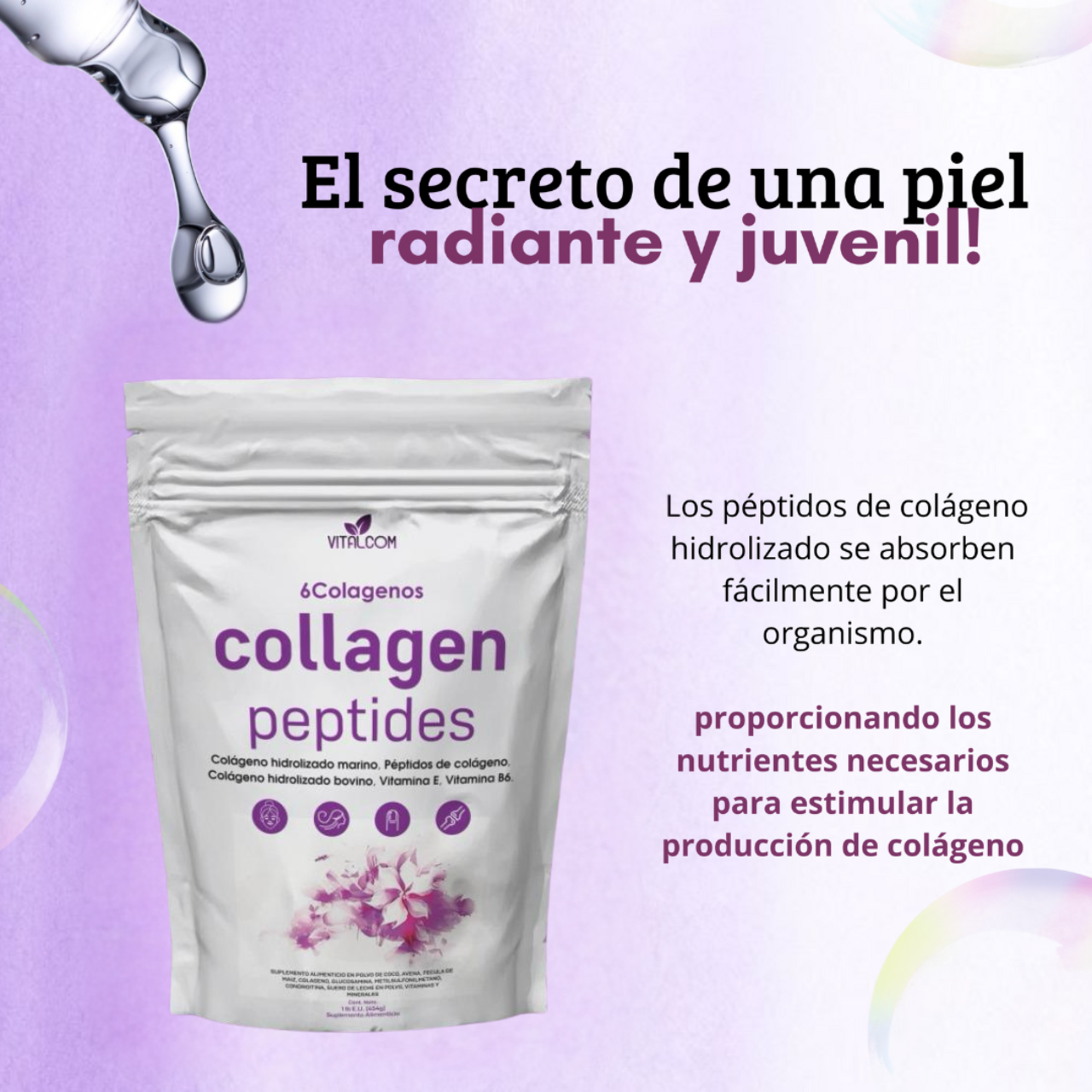 Multi Collagen Peptides – 6 Tipos de Colágeno para Piel, Articulaciones y Vitalidad