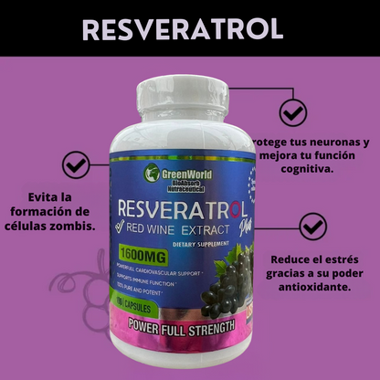 Resveratrol 1600 mg – Antioxidante Natural para Vitalidad y Juventud