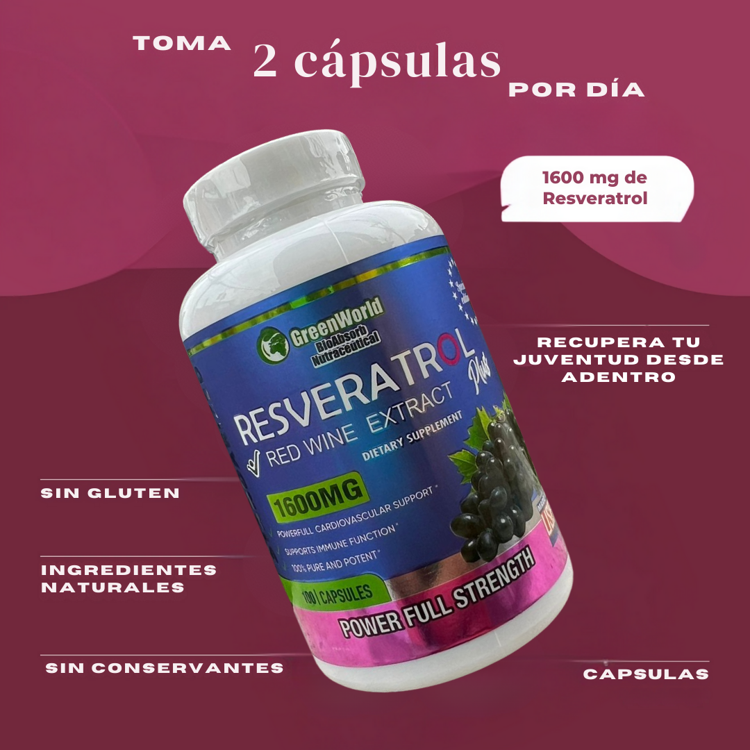 Resveratrol 1600 mg – Antioxidante Natural para Vitalidad y Juventud