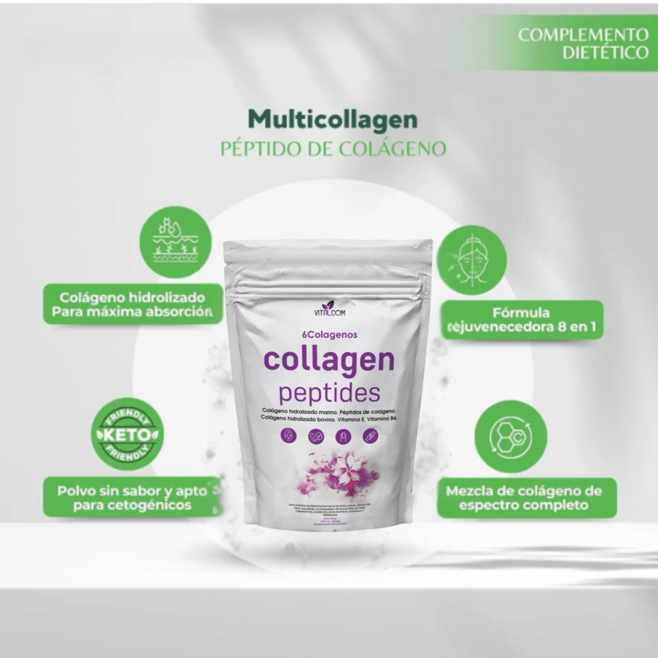 Multi Collagen Peptides – 6 Tipos de Colágeno para Piel, Articulaciones y Vitalidad